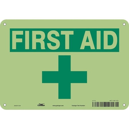First Aid, 10 in W x 7 in H, Vertical Rectangle, Polyethylene, 471V13