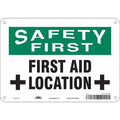 Safety First, First Aid Location, 10 in W x 7 in H, Vertical Rectangle, Polyethylene, 471V28
