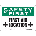 Safety First, First Aid Location, 14 in W x 10 in H, Horizontal Rectangle, Polyethylene, 471V29