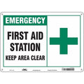 First Aid Station Keep Area Clear, 14 in W x 10 in H, Horizontal Rectangle, Polyethylene, 471V53