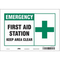 First Aid Station Keep Area Clear, 10 in W x 7 in H, Vertical Rectangle, Vinyl, 471V54