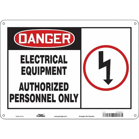 Safety Sign, 10 in Height, 14 in Width, Fiberglass, Horizontal Rectangle, English