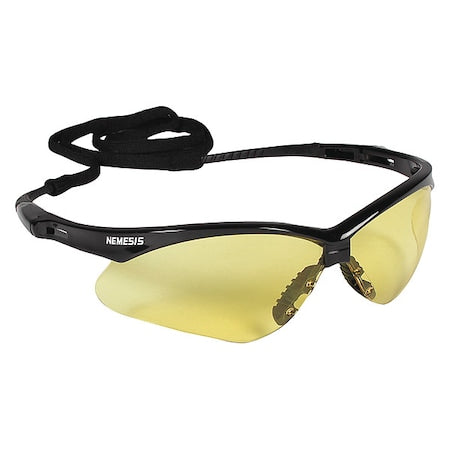 V30 Nemesis Safety Glasses, Anti-Fog & Anti-Scfratch, Wraparound, Black Frame, Amber Lens