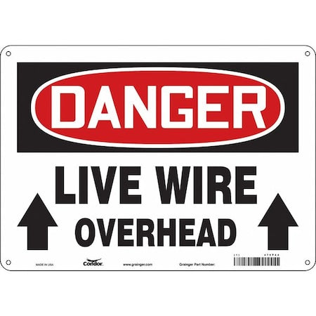Safety Sign, 10 in Height, 14 in Width, Fiberglass, Horizontal Rectangle, English, 475T44
