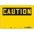 Caution Sign, 10" W, 7" H, English, Plastic, Yellow