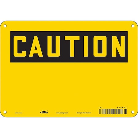 Caution Sign, 10" W, 7" H, English, Plastic, Yellow