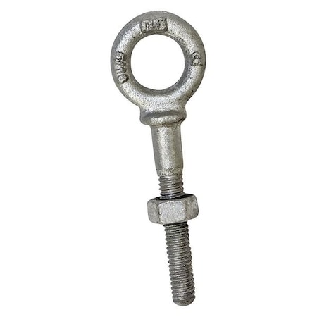 Eye Bolt With Shoulder, 5/8 in-11, 4 in Shank, 1-1/4 in ID, Steel, Galvanized