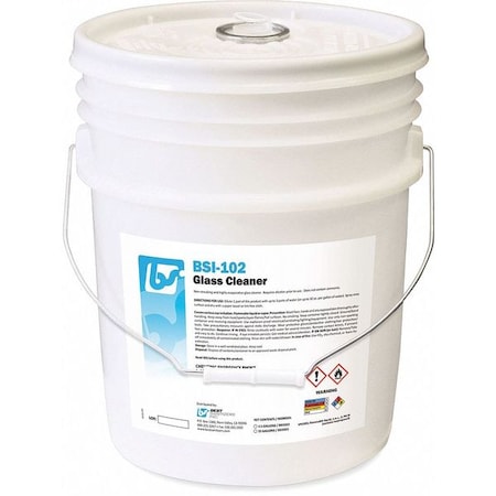 Liquid Glass Cleaner, 5 gal., Clear, Blue, Unscented, Pail