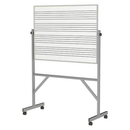 Dry Erase Board, Porcelain, 78 1/4 in, 53 1/4 in, Aluminum Frame, White, Matte