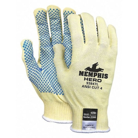 Cut Resistant Coated Gloves, Cut Level A6 , Dotted , PVC , Dotted , M 1 PR