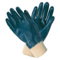 Coated Gloves, Nitrile, Smooth, Full, 0 Abrasion Level, Blue/White, L 12 PK
