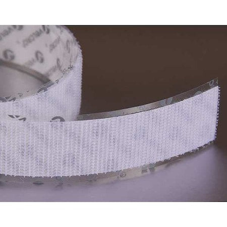 Reclosable Fastener, Rubber Adhesive, 75 ft, 1-1/2 in W, White