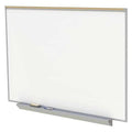 Dry Erase Board, Porcelain, 48 1/2 in, 72 1/2 in, Aluminum Frame, White, Matte