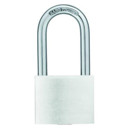 Padlock, Keyed Alike, Long Shackle, Rectangular Aluminum Body, Hardened Steel Shackle, 7/8 in W