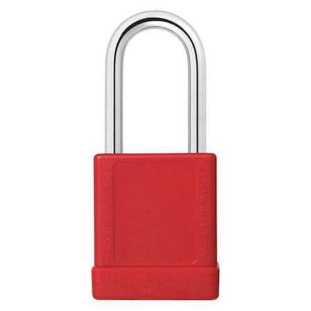 Lockout Padlock, Keyed Alike, Aluminum, Red, 1 1/2 in Shackle Height, 1 9/16 in Body Width, 3 PK