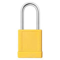 Lockout Padlock, Keyed Alike, Aluminum, Yellow, 1 1/2 in Shackle Height, 1 9/16 in Body Width, 3 PK