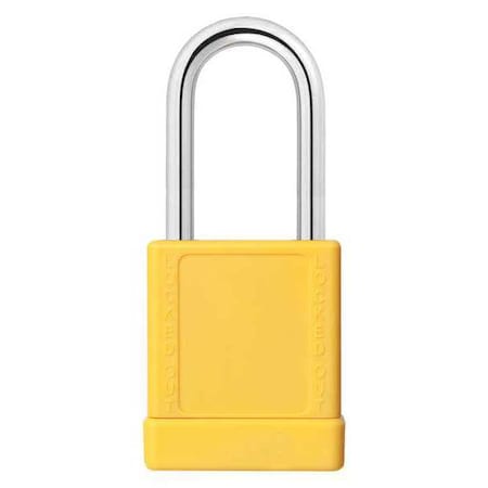 Lockout Padlock, Keyed Alike, Aluminum, Yellow, 1 1/2 in Shackle Height, 1 9/16 in Body Width, 3 PK