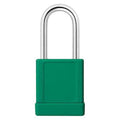 Lockout Padlock, Keyed Alike, Aluminum, Green, 1 1/2 in Shackle Height, 1 9/16 in Body Width, 6 PK