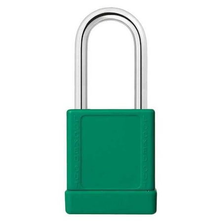 Lockout Padlock, Keyed Alike, Aluminum, Green, 1 1/2 in Shackle Height, 1 9/16 in Body Width, 6 PK