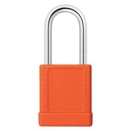 Lockout Padlock, Keyed Alike, Aluminum, Orange, 1 1/2 in Shackle Height, 1 9/16 in Body Width, 6 PK
