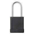 Lockout Padlock, Keyed Different, Aluminum, Black, 1 1/2 in Shackle Height, 1 5/16 in Body Width
