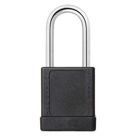 Lockout Padlock, Keyed Different, Aluminum, Black, 1 1/2 in Shackle Height, 1 5/16 in Body Width