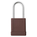 Lockout Padlock, Keyed Alike, Aluminum, Brown, 1 1/2 in Shackle Height, 1 9/16 in Body Width, 6 PK