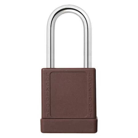 Lockout Padlock, Keyed Alike, Aluminum, Brown, 1 1/2 in Shackle Height, 1 9/16 in Body Width, 6 PK