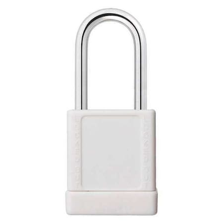 Lockout Padlock, Keyed Different, Aluminum, White, 1 1/2 in Shackle Height, 1 5/16 in Body Width