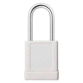 Lockout Padlock, Keyed Different, Aluminum, White, 1 1/2 in Shackle Height, 1 5/16 in Body Width