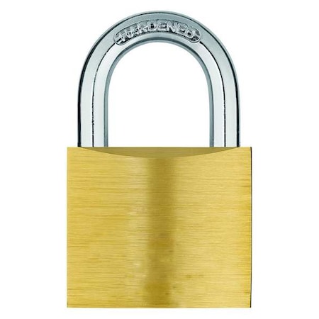 Padlock, Keyed Different, Long Shackle, Rectangular Brass Body, Hardened Steel Shackle, 13/16 in W