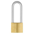Padlock, Keyed Alike, Long Shackle, Rectangular Brass Body, Hardened Steel Shackle, 15/16 in W