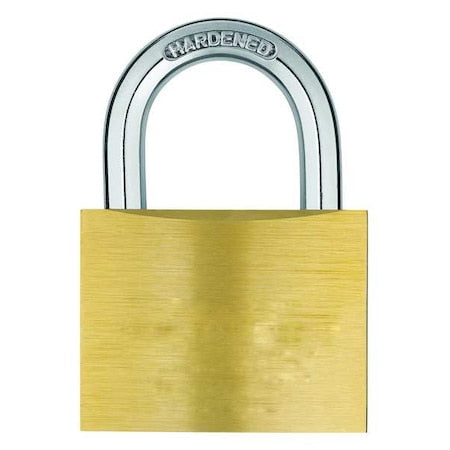 Padlock, Keyed Alike, Standard Shackle, Rectangular Brass Body, Hardened Steel Shackle, 1 in W