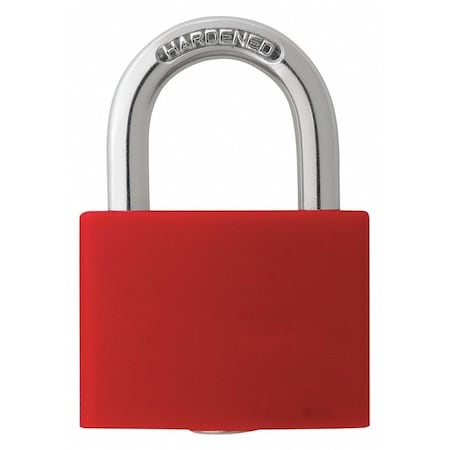 Lockout Padlock, Keyed Different, Aluminum, Red, 1 in Shackle Height, 1 5/16 in Body Width
