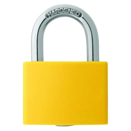 Lockout Padlock, Keyed Different, Aluminum, Yellow, 1 in Shackle Height, 1 5/16 in Body Width
