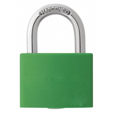 Lockout Padlock, Keyed Different, Aluminum, Green, 1 in Shackle Height, 1 5/16 in Body Width