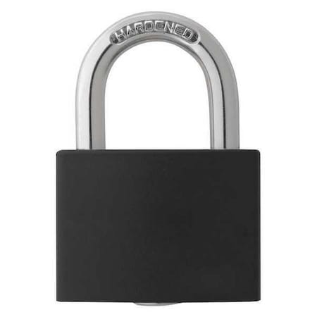 Lockout Padlock, Keyed Different, Aluminum, Black, 1 in Shackle Height, 1 5/16 in Body Width