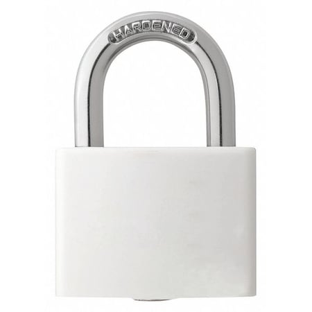 Lockout Padlock, Keyed Different, Aluminum, White, 1 in Shackle Height, 1 5/16 in Body Width