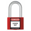 Lockout Padlock, Keyed Alike, Aluminum, Red, 1 7/16 in Shackle Height, 1 5/16 in Body Width