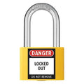 Lockout Padlock, Keyed Different, Aluminum, Yellow, 1 7/16 in Shackle Height, 1 5/16 in Body Width