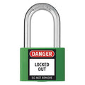 Lockout Padlock, Keyed Different, Aluminum, Green, 1 7/16 in Shackle Height, 1 5/16 in Body Width