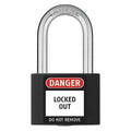 Lockout Padlock, Keyed Alike, Aluminum, Black, 1 7/16 in Shackle Height, 1 5/16 in Body Width