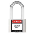 Lockout Padlock, Keyed Alike, Aluminum, White, 1 7/16 in Shackle Height, 1 5/16 in Body Width