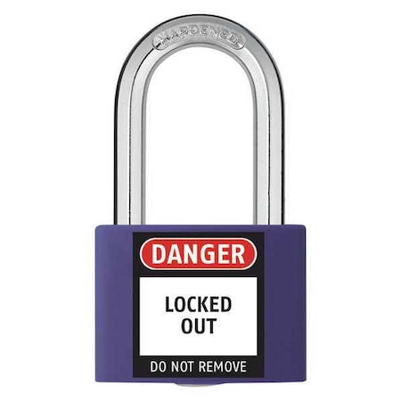 Lockout Padlock, Keyed Different, Aluminum, Purple, 1 7/16 in Shackle Height, 1 5/16 in Body Width