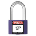 Lockout Padlock, Keyed Alike, Aluminum, Purple, 1 7/16 in Shackle Height, 1 5/16 in Body Width