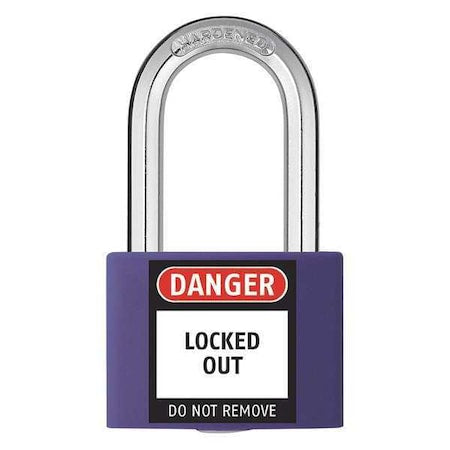Lockout Padlock, Keyed Alike, Aluminum, Purple, 1 7/16 in Shackle Height, 1 5/16 in Body Width