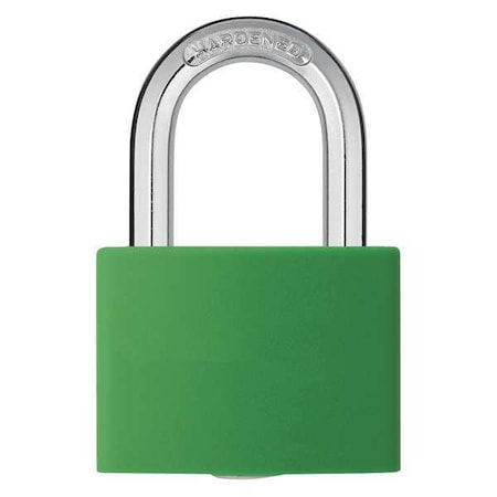 Lockout Padlock, Keyed Alike, Aluminum, Green, 1 7/16 in Shackle Height, 1 5/16 in Body Width, 3 PK