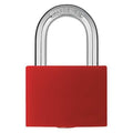Lockout Padlock, Keyed Alike, Aluminum, Red, 1 7/16 in Shackle Height, 1 5/16 in Body Width, 3 PK