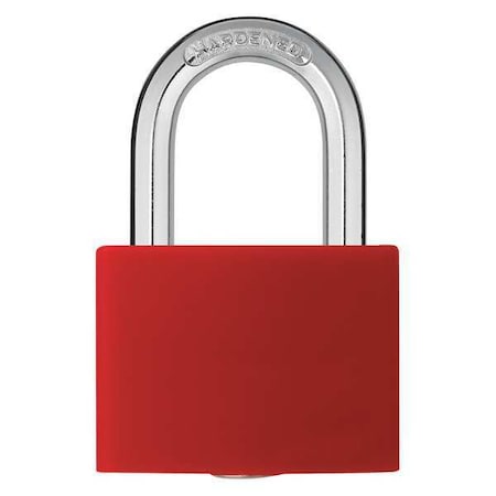 Lockout Padlock, Keyed Alike, Aluminum, Red, 1 7/16 in Shackle Height, 1 5/16 in Body Width, 3 PK