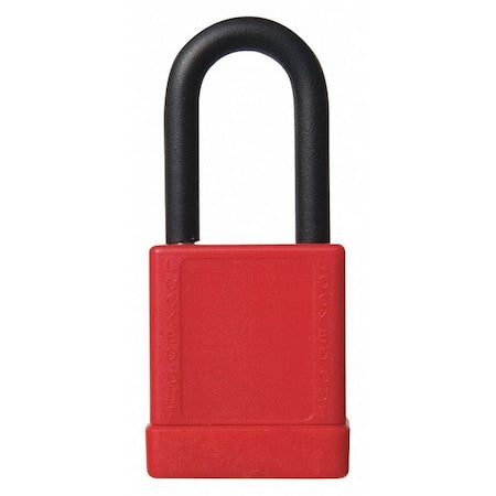 Lockout Padlock, Keyed Different, Aluminum Body, Hardened Steel Shackle, Standard, 2 in H, Red